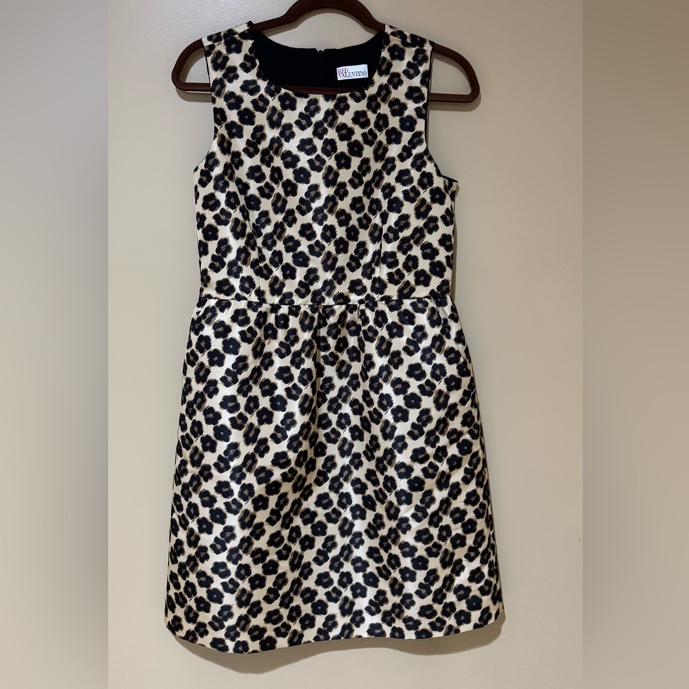 RED Valentino Cream and Black Leopard-Print dress